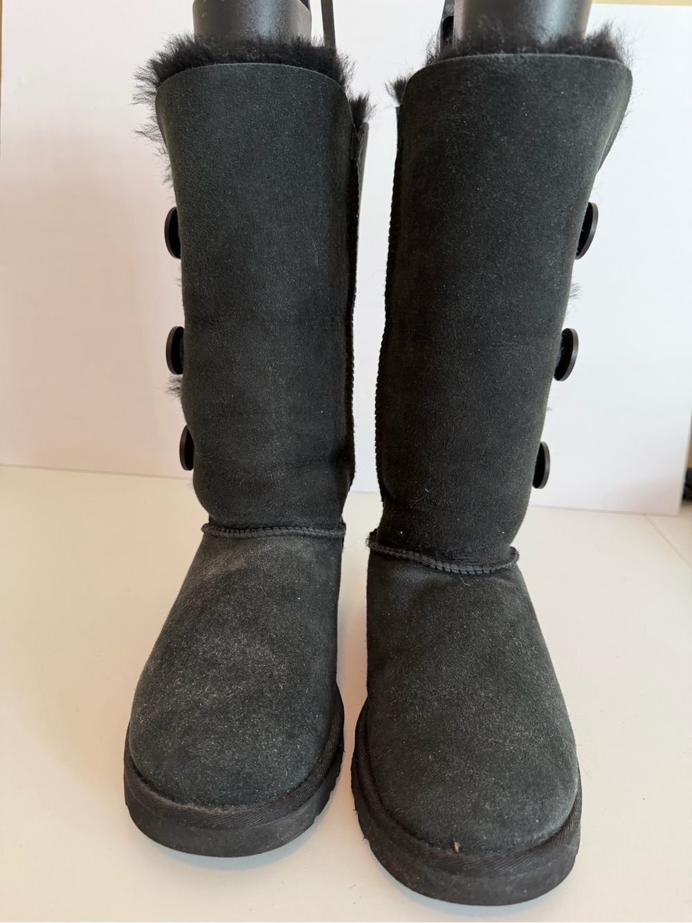 Uggs Women’s Black Shearling Bailey 3-Button Mid-Calf Boots